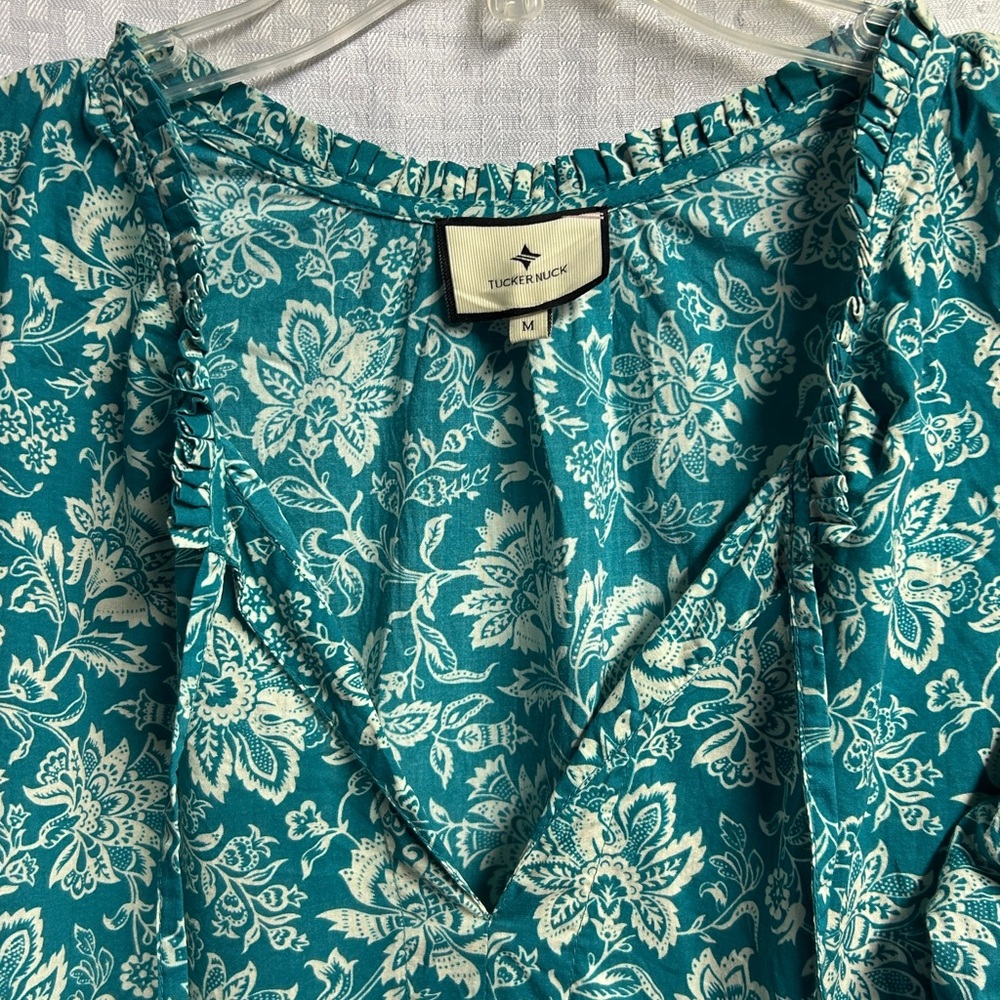 Tuckernuck Teal Floral Midi Dress - Picture 3 of 6